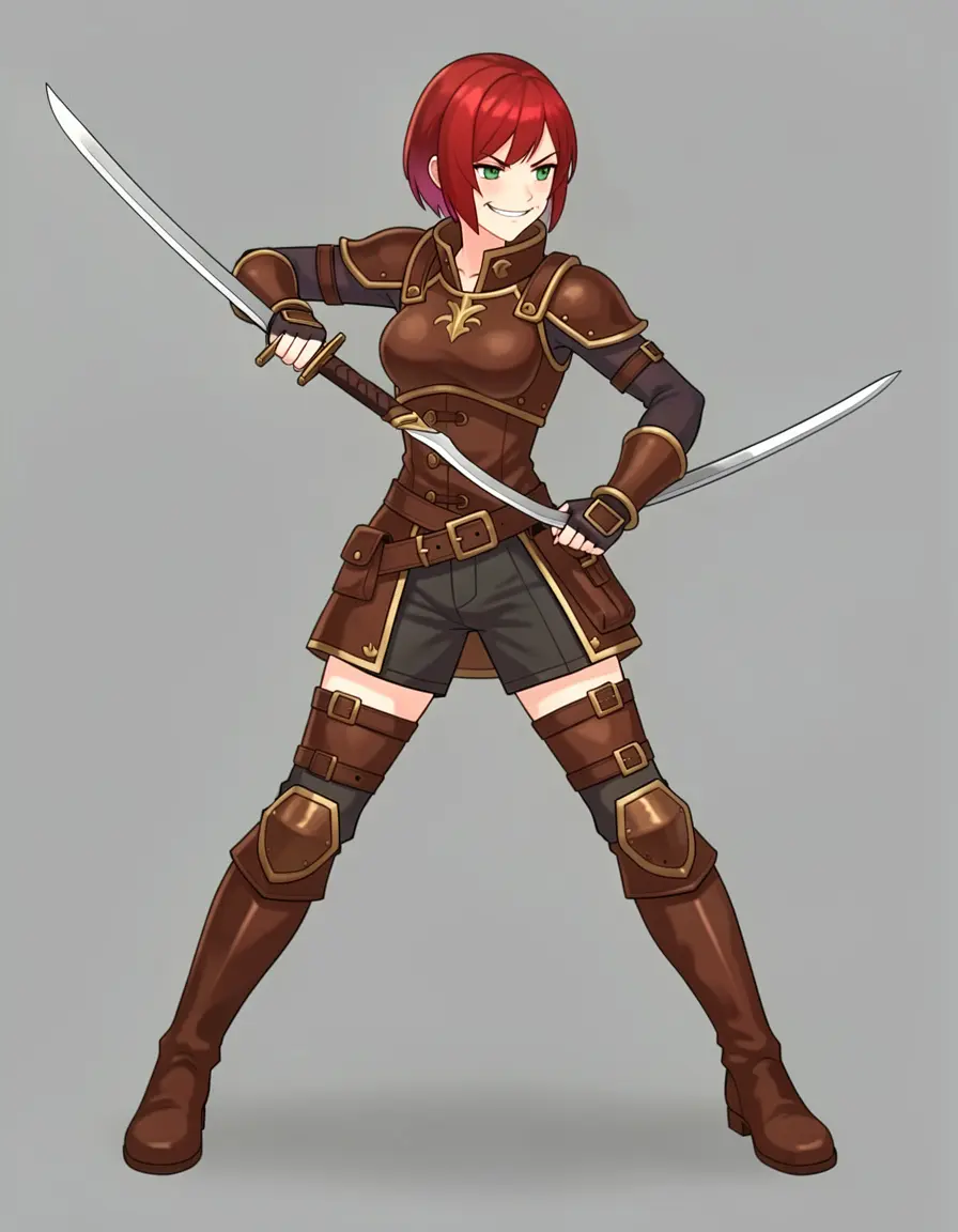 Same action pose, now with a confident smirk