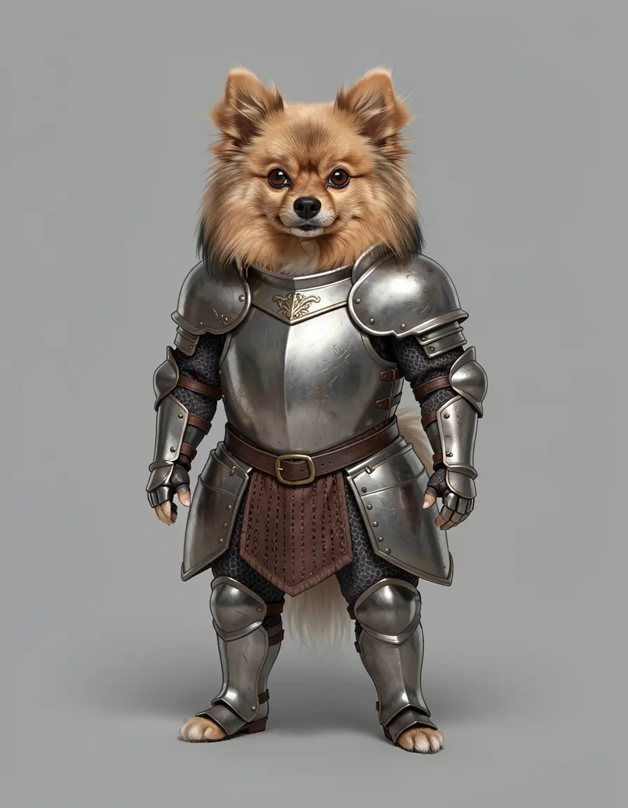 Knight armor — standing proudly on gray background