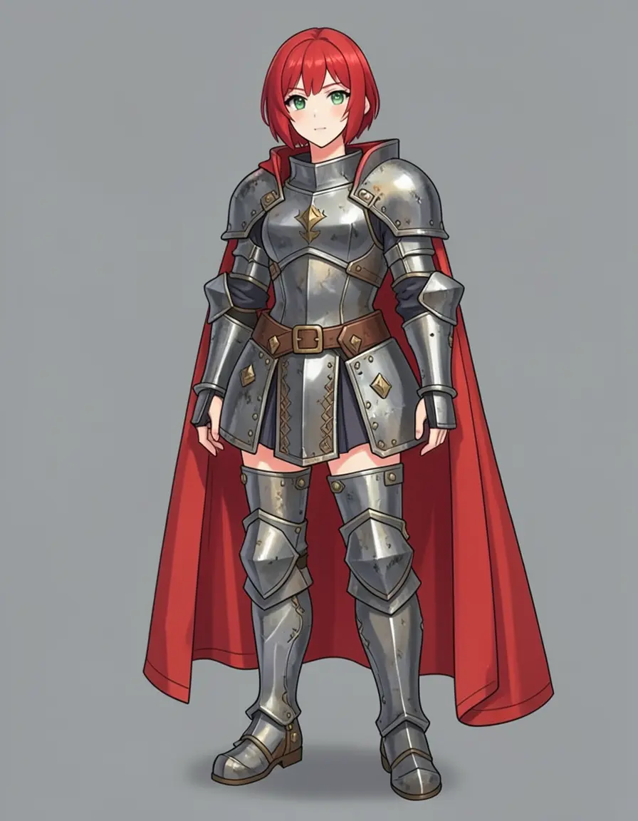 Klein 4B knight — full plate armor with red cape