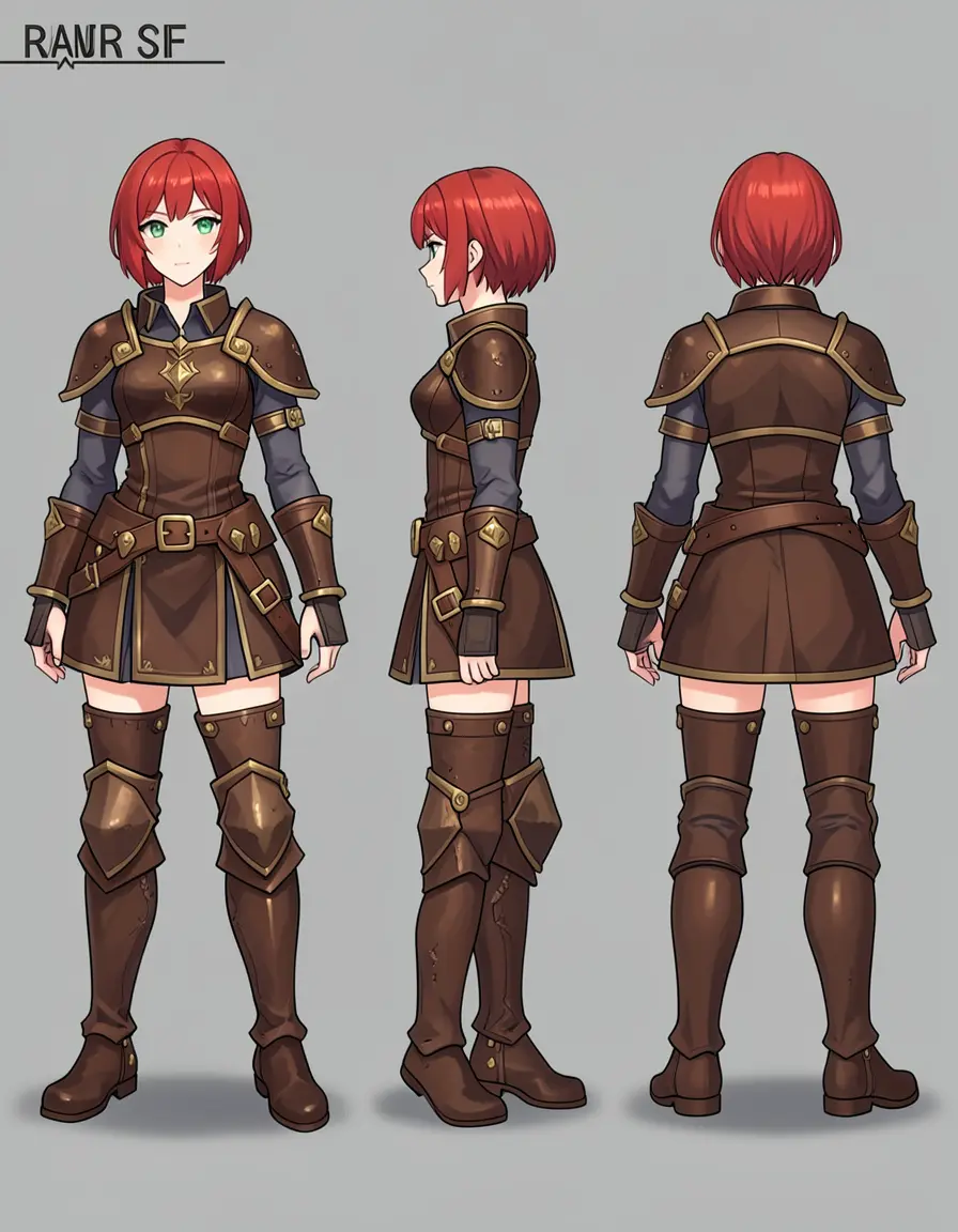 Klein 4B three-view turnaround — front and back good, side view has issues