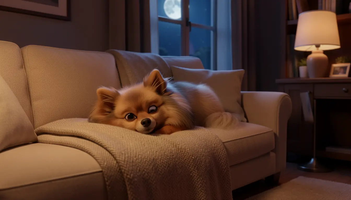 Page 1 — Maxi sleeping on the couch, one eye open