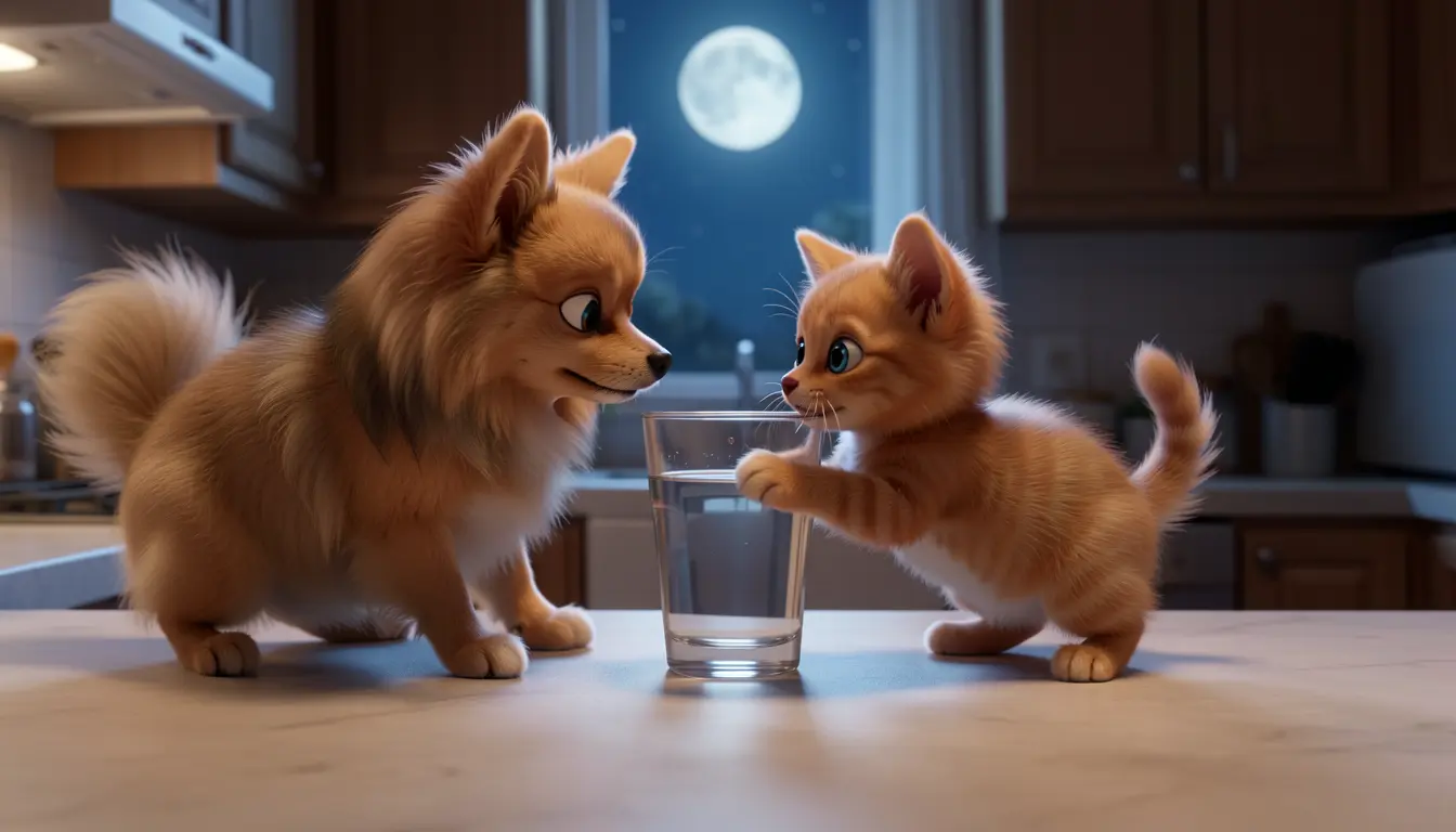 Page 3 — Kitten pushes a glass toward the edge