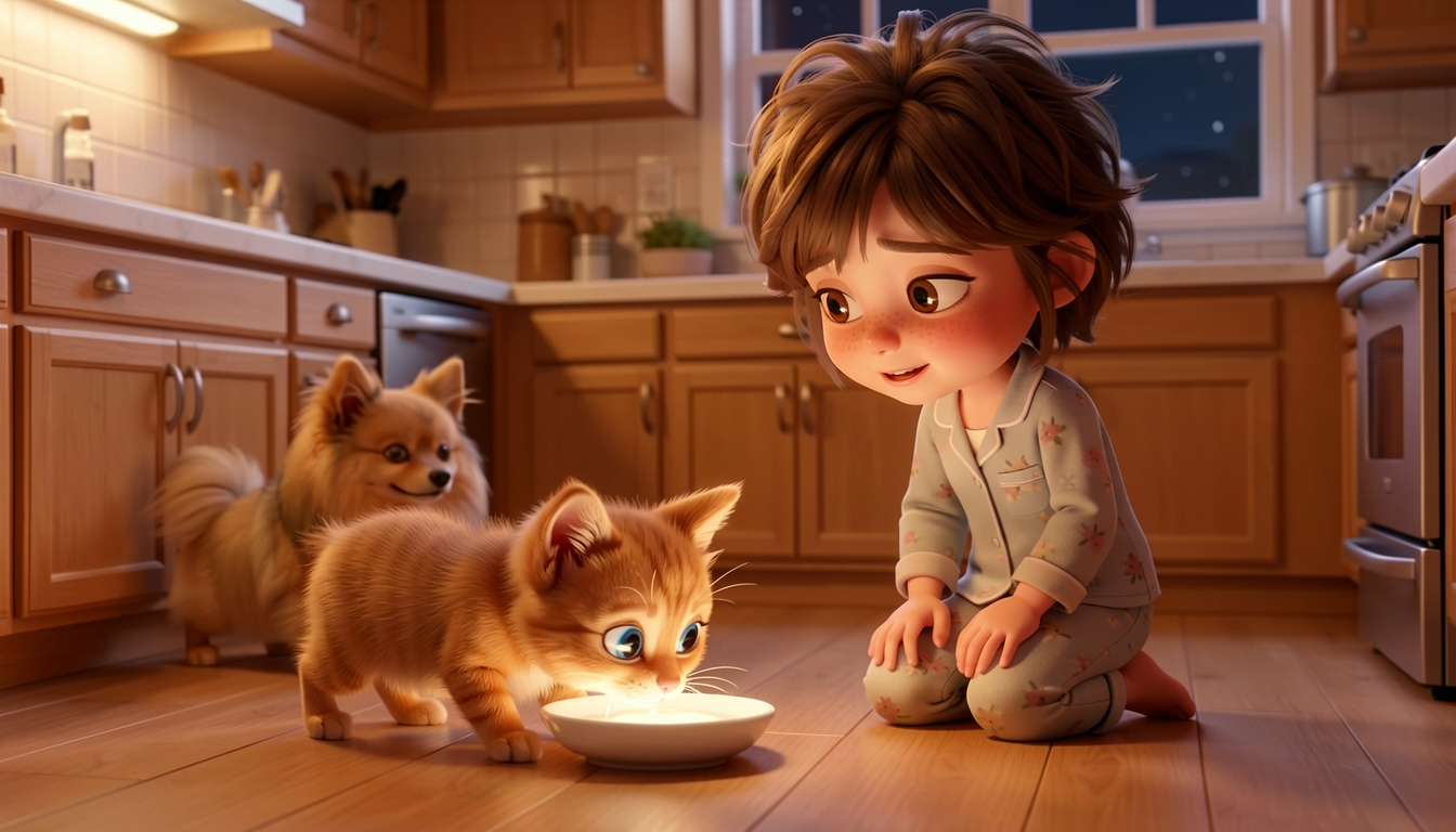 3-character milk scene with ref+LoRA — seed 77