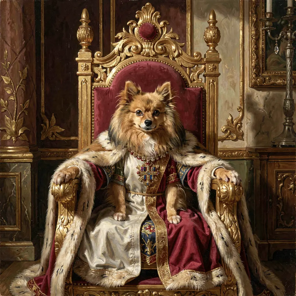 Maxi on a throne, seed 7, with human-like hands