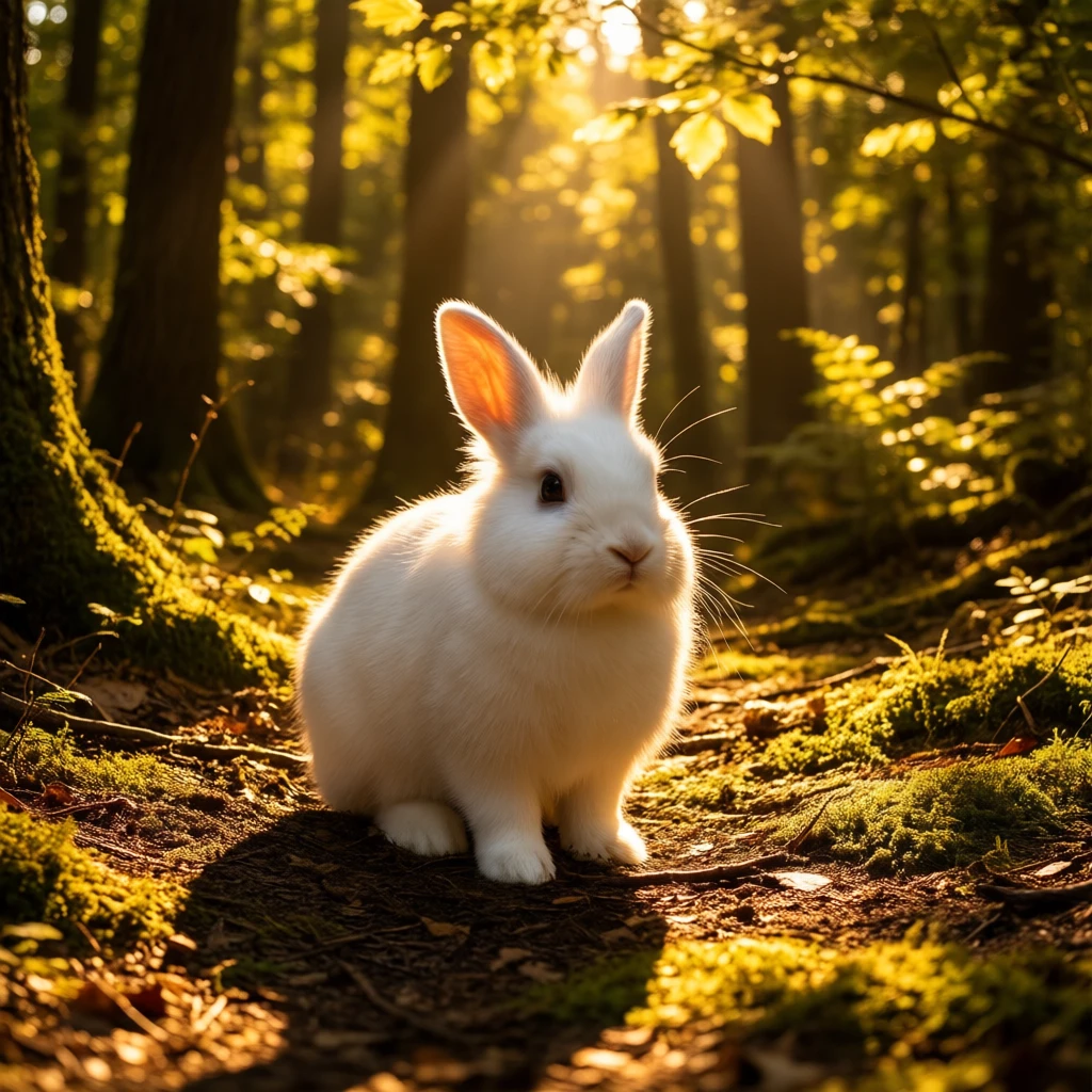 Qwen edit-only — rabbit in forest, more dramatic lighting