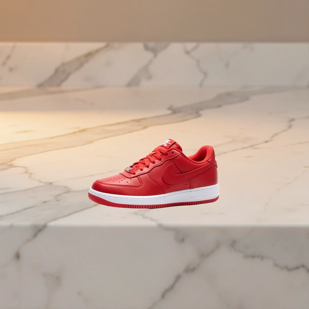 Sneaker floating above marble, no shadow