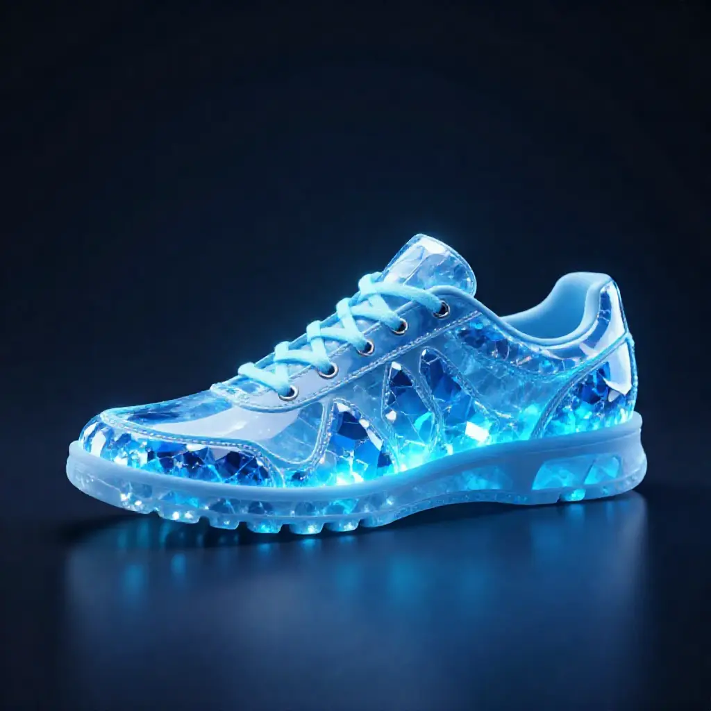 Crystal shoe from depth — follows 3D volume, chunkier sole