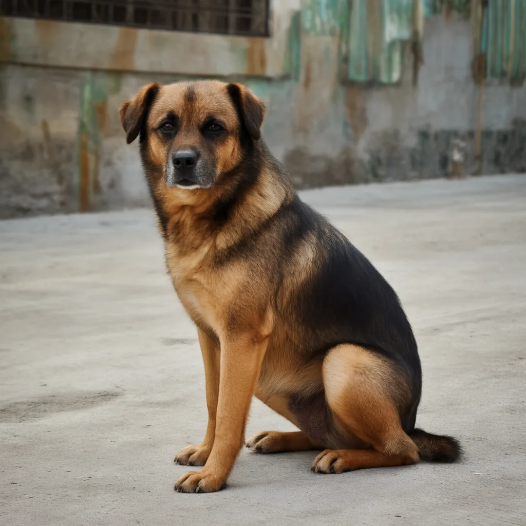 Checkpoint 1500 sample — near-identical pose, dog and background to step 1000