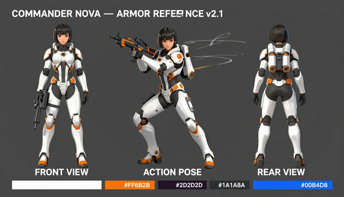 Z-Image character sheet with broken title text