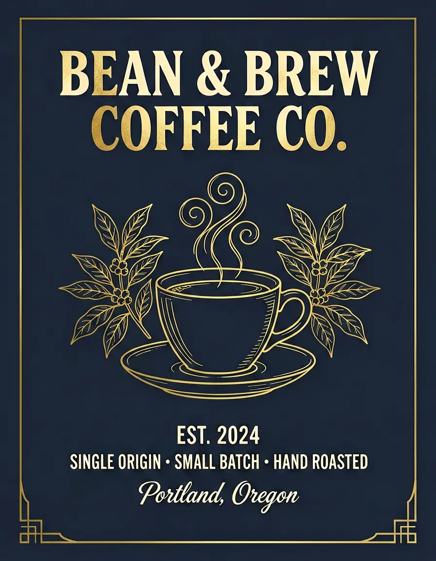 Coffee brand poster with correct multi-line typography