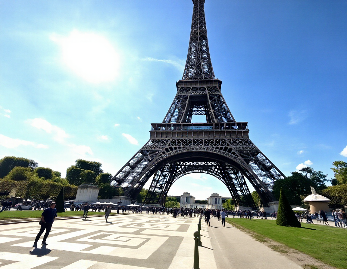 Eiffel Tower with people removed by Flux Fill
