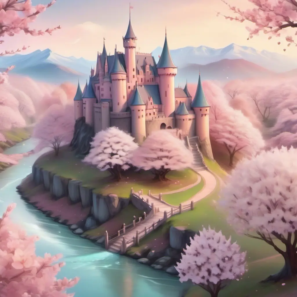 Castle with cherry blossoms — SDXL