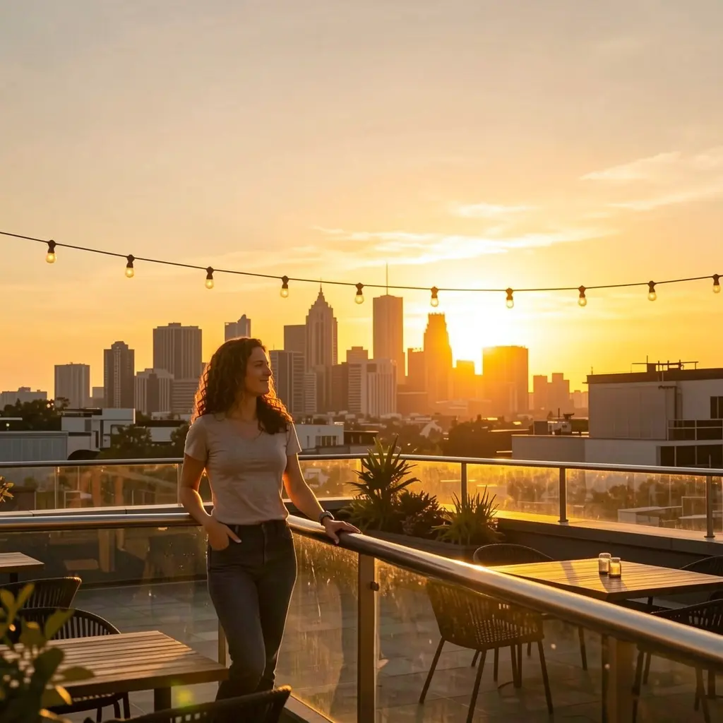 Woman on rooftop