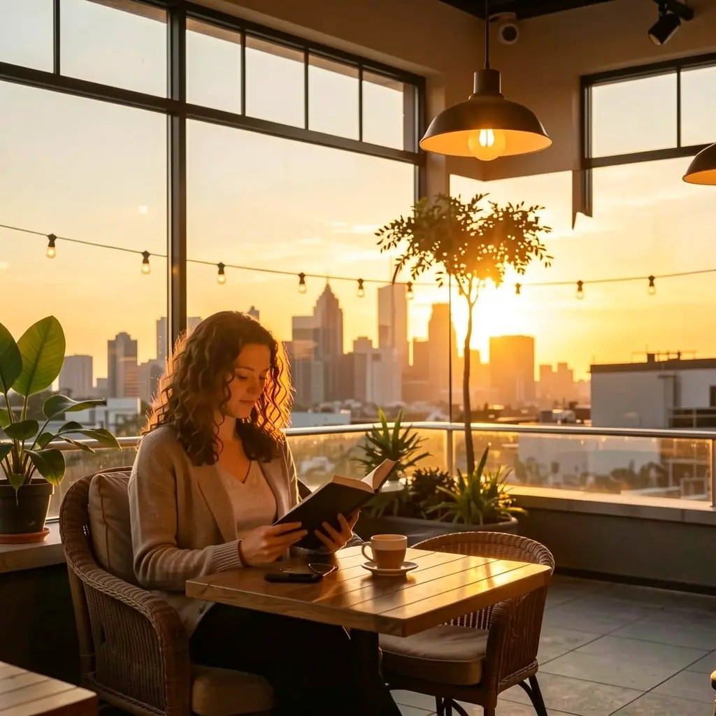 Indoor cafe + rooftop conflict