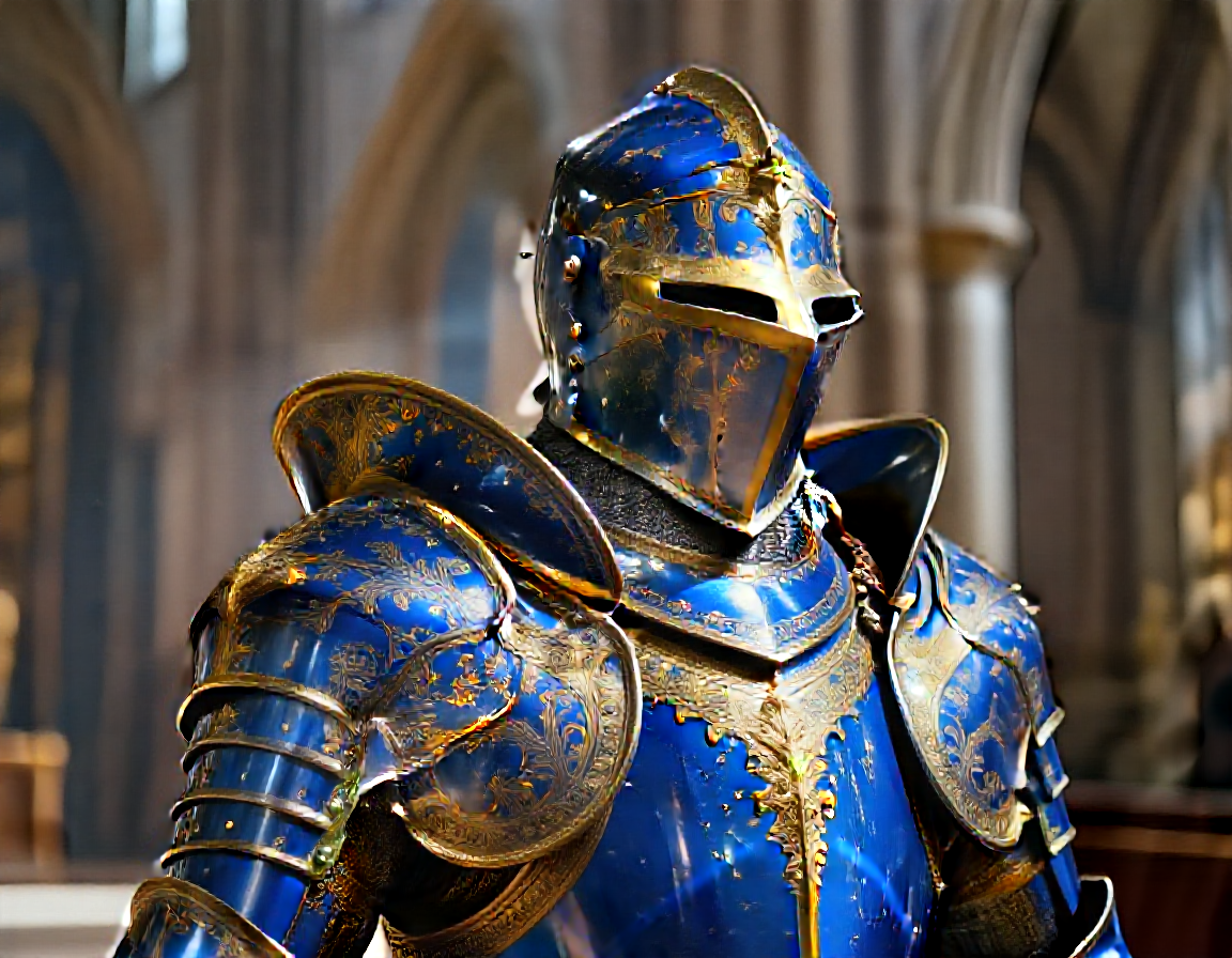 ZIT refinement at 0.40 — helmet reshapes, gold becomes weathered