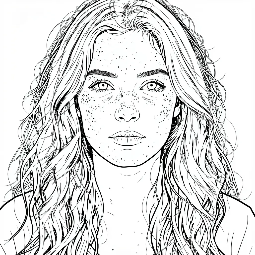 Portrait as coloring book page