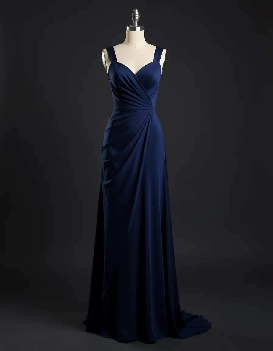 Navy evening gown on mannequin