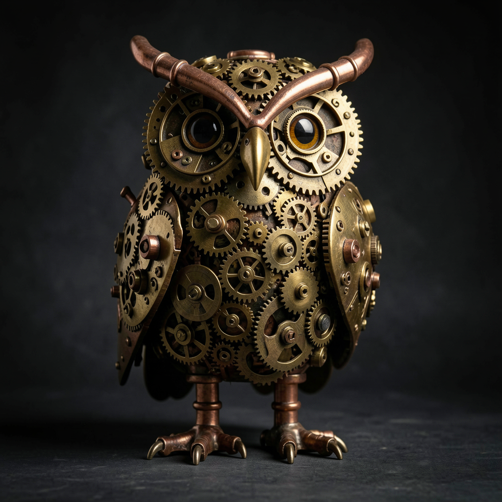 Steampunk owl — creative generation