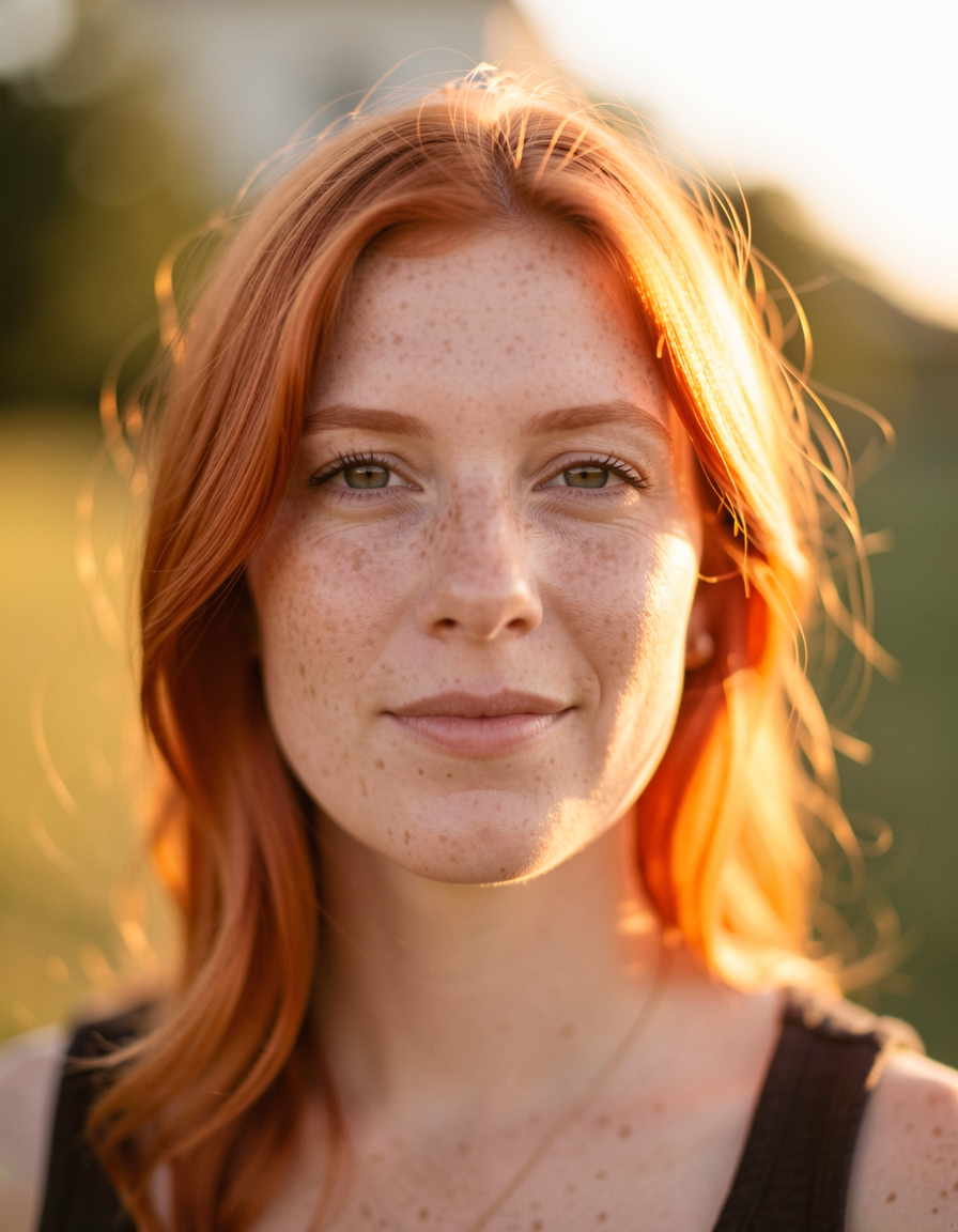 Portrait — red hair, golden hour
